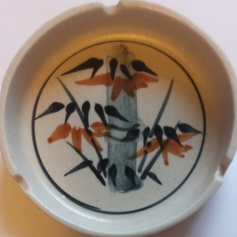 Vintage Ceramic Ashtray Cigarettes Colourful 3 Slots Beautiful Hand Painted